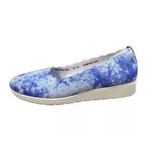 Skechers Shoes Womens 7 Blue Tie Dye Scallop Collar Memory Foam Slip On Cleo